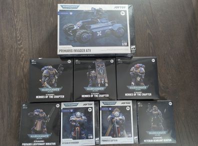 Lot of Joytoy Warhammer Ultramarine Action Figures and Vehicle
