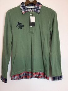 Boys Green top with mock shirt attached age 12 BNWTS