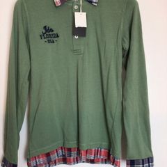Boys Green top with mock shirt attached age 12 BNWTS