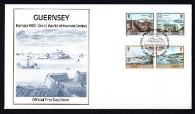 1983 Guernsey Europa Great Works of Human Genius Commemorative Stamps Official First Day Cover (FDC)