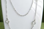 Vintage 19 Inch Sparkling Crystals Chain Design Necklace 925 Sterling Silver 11,21g