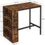 Bar Table with Shelf, Bar Table, Kitchen Table, 3 Open Compartments, Dining Table, Kitchen Counter for Kitchen, Dining Room, 110 x 60 x 100 cm, Industrial Design, Vintage Brown/Black Image 4