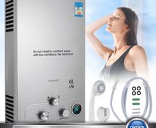 6L Gas Water Heater LPG Portable Instant Water Heater Propane Gas LPG Wall-Mounted Tankless Water Heater Digital Display