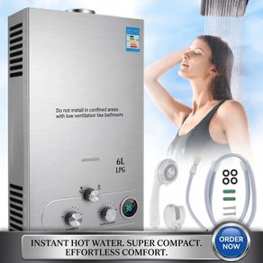 6L Gas Water Heater LPG Portable Instant Water Heater Propane Gas LPG Wall-Mounted Tankless Water Heater Digital Display