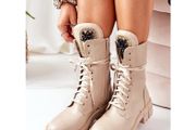 Beige Boots with Crystals