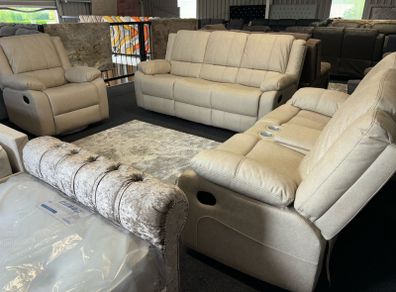 New Cream Microfibre Fabric sofas Easy Clean
