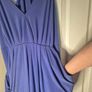 Blue midi dress with racer back and pockets Image 5