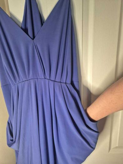 Blue midi dress with racer back and pockets