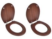 Toilet Seats with Lids 2 pcs MDF Brown