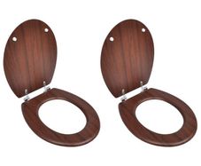 Toilet Seats with Lids 2 pcs MDF Brown