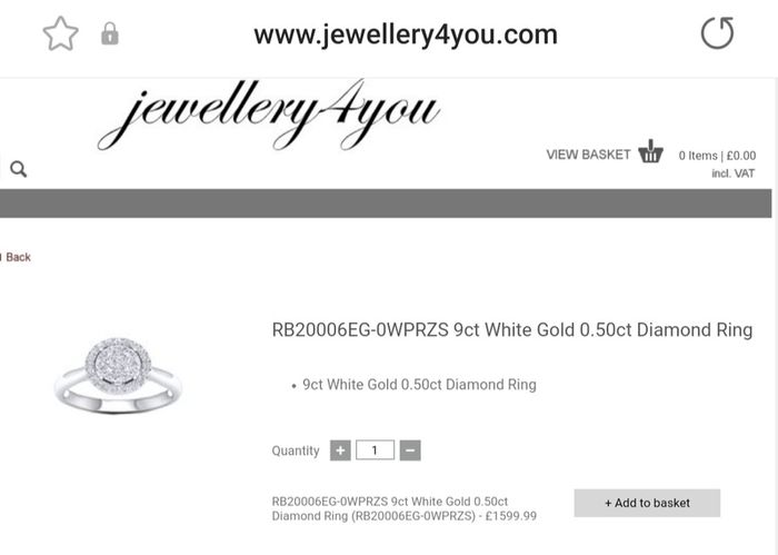 Authentic Adara 9ct White Gold 0.50ct Diamond Ring