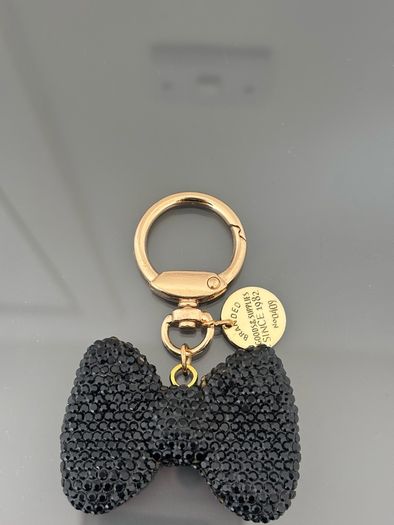 Black Rhinestone bow bag charm/keychain