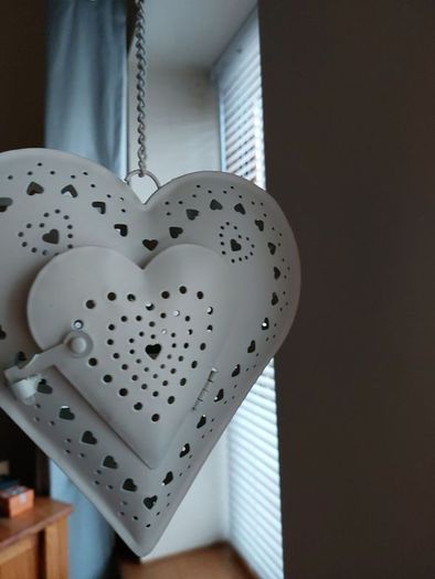 Antique Cream LOVE theme Metal Hanging T-Light Holder