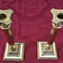 Pair Antique And Shiny Solid Brass Art Deco Ornate Corinthian Column Candlestick Holder Image 3