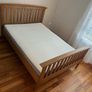 Solid Oak Double Bed + New Mattress Image 2
