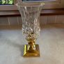 Waterford Crystal Lismore hurricane/candle lamp with a brass/gold-tone pedestal base Image 3