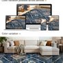 Machine Washable Rugs Living Room 120x180 cm, Kitchen Rugs Non Slip Washable, Soft Short Pile Vintage Blue Rugs for Bedroom, Moroccan Rug for Hallway, Diningroom, Blue Image 5