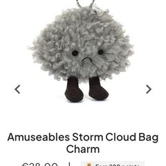 New JELLYCAT Amuseables Storm Cloud Bag Charm