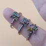 Vintage 925 Sterling Silver Multi-Color Tourmaline Butterfly Shape Rings Lot of 3 Image 3