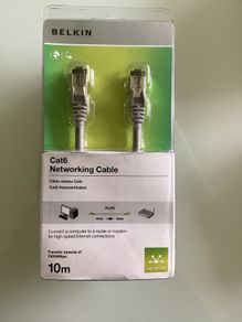 CAT 6 - 10m Ethernet Cable - BELKIN - LAN - Patch Cord | High-Speed - 1000 MBps 1GB Cat6 - Cat 5e RJ45 - Gigabit Ethernet CAT5