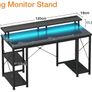 Gaming Desk with LED Lights, 120x50 cm Computer desk with Power Outlets Image 7