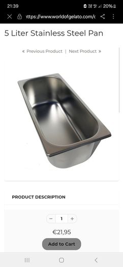 Ice cream/gelato pans and lids