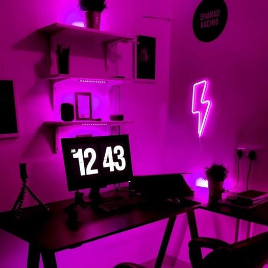 Signs for Bedroom, LED Lightning Neon Sign, Lightning Bolt Wall Decorative Neon Sign, Battery or USB Operated Light Up Neon Sign, Lightning Bolt Neon Lights for Bedroom
