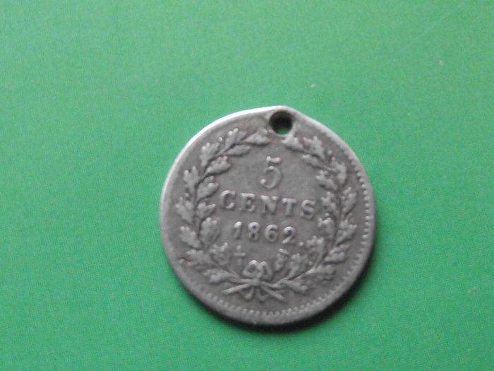1862 Netherlands. William III. Silver 5 cents