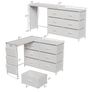 L Shaped Corner Dressing Table with 6 Drawers & Side Pocket White Vanity Desk with USB & Power Ports, Fabric Drawers, Modern Desktop Organiser for Bedroom, Makeup Room Image 2