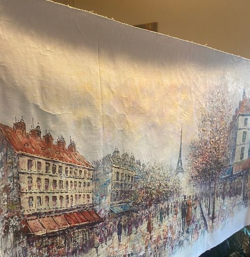 Large Hand Painted Oil on Canvas - Vintage Parisienne Scene