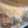 Large Hand Painted Oil on Canvas - Vintage Parisienne Scene Image 2