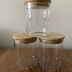 Glass Storage Jars with Lids (3 Pieces)
