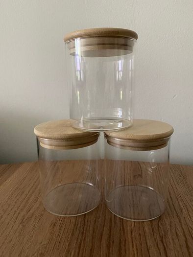 Glass Storage Jars with Lids (3 Pieces)