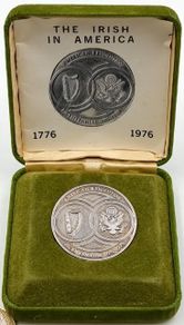 "The Irish in America" one ounce fine silver bicentennial commemoration medallion