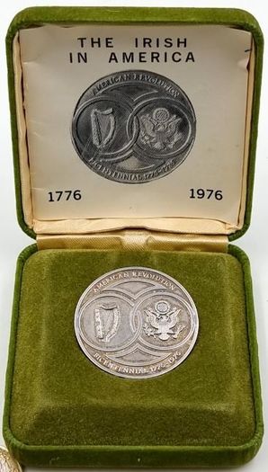"The Irish in America" one ounce fine silver bicentennial commemoration medallion