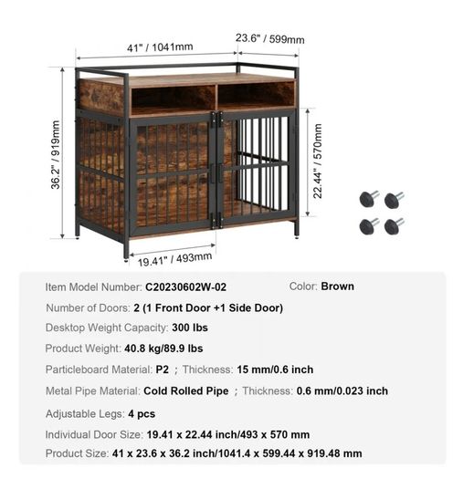 Dog crate with storage