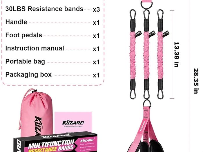 Upgraded Multifunction Pedal Resistance Band with Handle, 3 Tube Adjustable Resistance Bands for Abdomen, Waist, Arm, Core/ABS, Leg Workout - Sit Up Exercise Equipment for Women