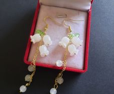 Lily Of The Valley Chandelier Earrings Flower Floral Dangle Hook Earrings