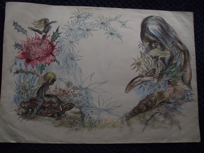 Brownie Downing - 4 X Rare Original Watercolour Illustrations - 3 signed