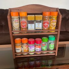 Vintage Wooden Two Tier Counter or Wall Hanging Spice Rack