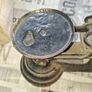 Vintage Black Librasco Cast Iron and Brass Kitchen Scales around 1930s Postage Available or Collection Image 3