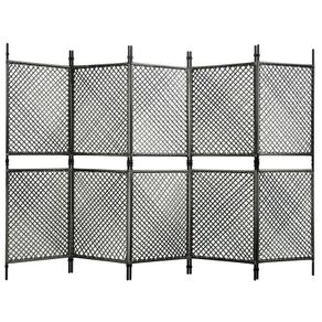 5-Panel Room Divider Poly Rattan Anthracite 300x200 cm