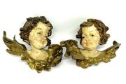 Vintage Hand Painted Pair Of Putto Heads