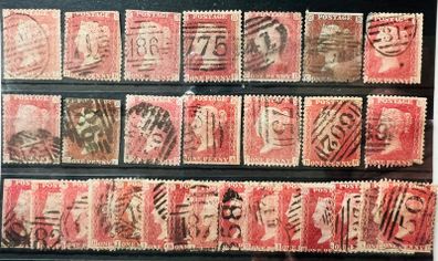 Great Britain 1841-1879 Queen Victoria 1d Penny red 29 stamps lot