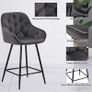 Bar Stools Set of 2 Grey Velvet Upholstered Kitchen Counter Stools with Armrest,Metal Legs and Footrest, 65cm Seat Height Pub Breakfast Chairs for Home Dining Island Easy Assembly Image 5