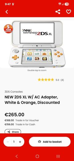 New 2ds XL - white&orange - read description