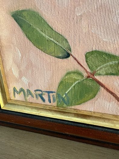 Beautiful Framed Floral Acrylic Painting Red Roses Signed Martin