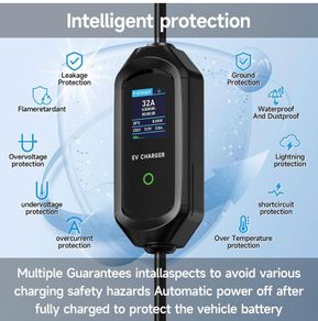 EV Charger smart app control ,Type 2 to 3 Pin Commando Plug, 8/10/13/16/32A Adjustable Current, 6Meter, IP65 EV Charger, 7.2kW EV Charger Type 2, 1-12 Hours Delay Timer