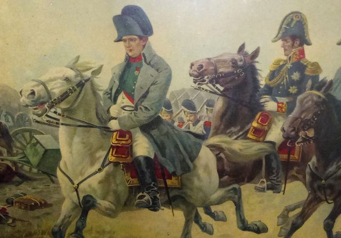 Chromolithograph featuring a Napoleon victorious in battle