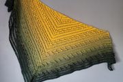 Handmade crochet triangle shawl wrap. Green and yellow ombre lacy shawl